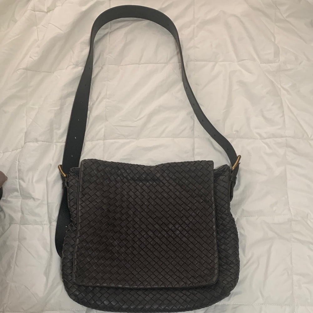 Bottega Veneta Woven Leather Crossbody Bag - Espresso Brown